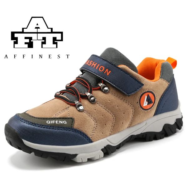 Botas Affinest Kids Sneakers Sapatos de caminhada ao ar livre Sapatos casuais não -lips para meninos Sapatos esportivos à prova d'água de couro 2019 outono