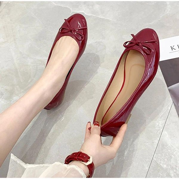 Lässige Schuhe Frauen Patentleder koreanische Damen Bowknot flache elegante weibliche Moccasins Sommer Herbst Flats Schuh 2024