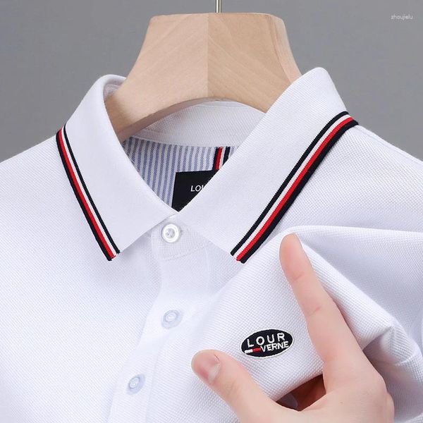 Men's Polos High End Brand Polo Camisa 2024Summer Luxo Bordado Halva Manga 100Cotton T-shirt British Fashion Trend Wear