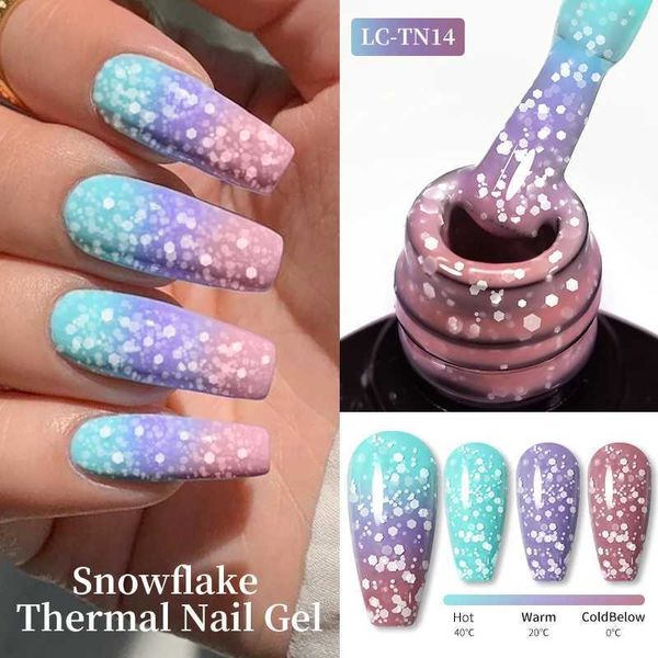 Smalto lilycute da 7 ml fiocchi di neve gel smalto gel glitter sequestro di neve inzuppata di geli cambiamenti di temperatura semi permanente Gel di cambiamento Y240425