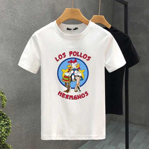 Erkek Tişörtler Lüks Tavuk Kardeşler% 100 Pamuklu Yüksek Quty Baskı Çift TS Yaz Harajuku Erkekler/Kadınlar Kısa Slve T-Shirt Asya Boyutu T240425