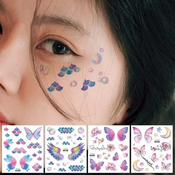 Tatuagem Transferência de lua Glitter Butterfly Body Art Face Aas