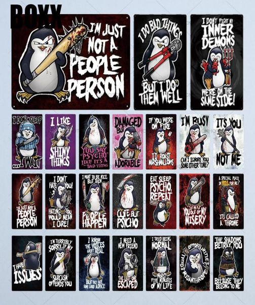 Crazy Penguin Metal Tin Sign Funny Metal Poster Iron Pintura Decoração Decoração Decorativa de Metal Placa Decoração de parede7274402