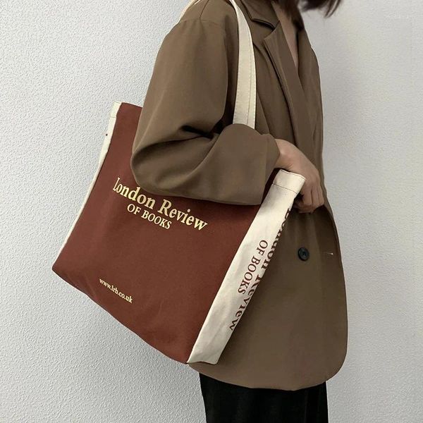 Borse da sera da donna per spalla da spalla per spalla in cotone stoffa di cotone eco grande shopping per donna femminile borsetta studentessa grande libro di tote