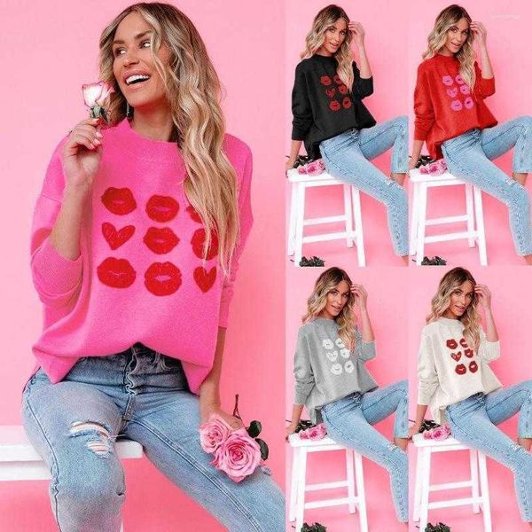 New Designer Womens suéteres lábios para mulheres roupas de inverno malha tops coreanos moda feminina feminina pullover kawaii