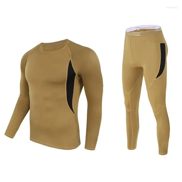 Base di compressione sportiva per biancheria intima maschile Sports Scale Ski Fleece Khaki Long Johns Winter