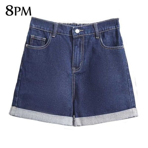 Shorts femminile femminile plus size in denim cortometraggi moderni polsini a doppio rollio roll shorts casual bermuda estate pantaloncini tasca ouc1520l2404