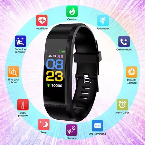 115Plus Sports Smartwatch Männer und Frauen Geschenk Digital Smartwatch Fitness Tracker Watch Armband Blutdruck Android iOS