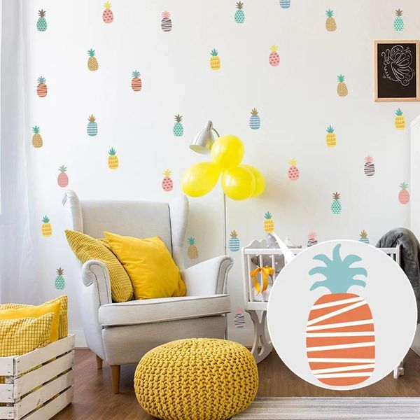 Wandaufkleber farbige Ananasaufkleber für Kinderzimmer Kunst Home Decoration Kinderzimmer Abziehbilder Wandwallpaper