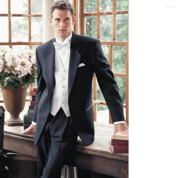 Мужские костюмы черная формальная свадьба для мужчин Slim Fit Prom Tuxedo Custom Groom Style 3 Piece Blazer Sets Terno Masculino куртка жилет