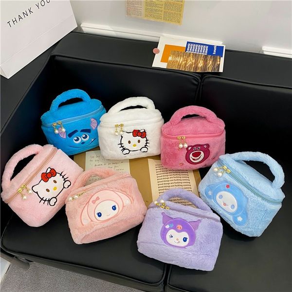 Anime Kuromi My Melody Cartoon Plüsch Kosmetiktasche Süßes Kawaii Handtasche Plushie tragbare Kleins -Aufbewahrungskoffer Girl Geschenke