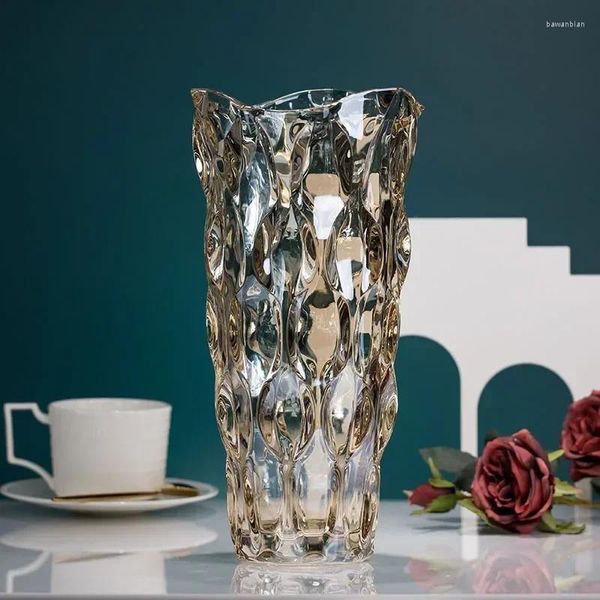 Vasen amerikanische leichte Luxusglasur Glas Vase Wohnzimmer Model El Blumenarrangement Dekoration Utensilien Ornamente und Handwerk