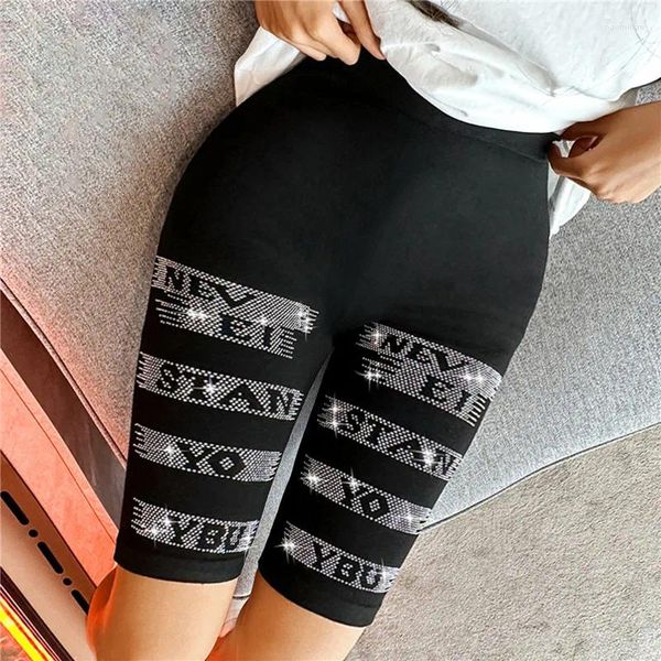 Leggings femminile 2024 Short bici per motociclisti da donna elastico ad alta vita ad altezza corta fitness poliestere ginocchio lunghezza