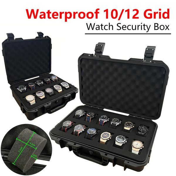 1012 Gitter wasserdichte Highend Watch Box Collection Antique Schutzsicherheit mit Schwammfeuchtigkeitsdosiger 240415 verdickt