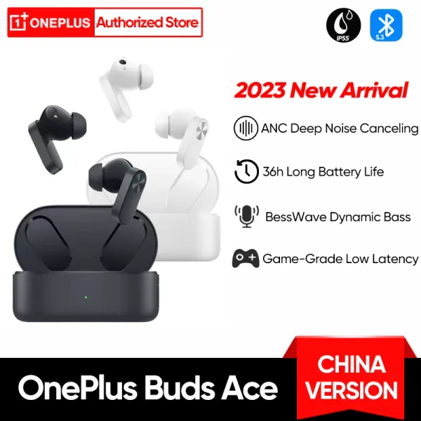 Наушники New OnePlus Buds Ace Tws наушники Bluetooth 5.3 Глубокая шумоподавляя игровые наушники 36 часов автономной работы для OnePlus 11 10pro