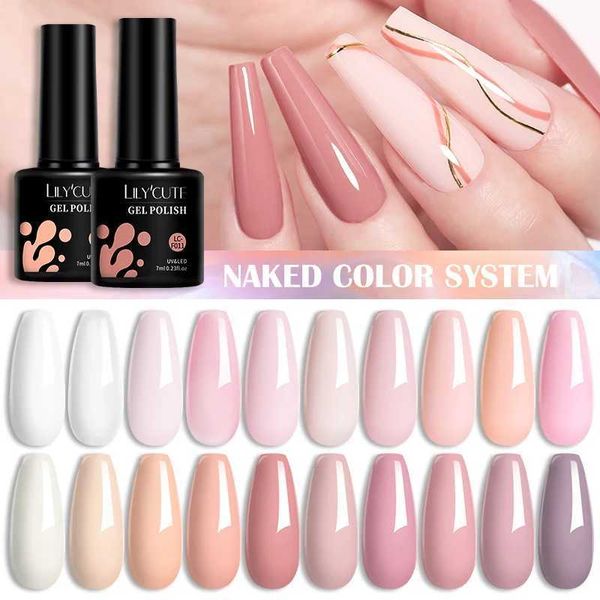 Nagellacklilycute 7ml Gelnagellack rosa Nackt für Maniküre Semi Permanent Soak Off Gel UV LED NAGE ART ARTSCHAFT LAUSS BASIC TOP MATTE MACHT Y240425