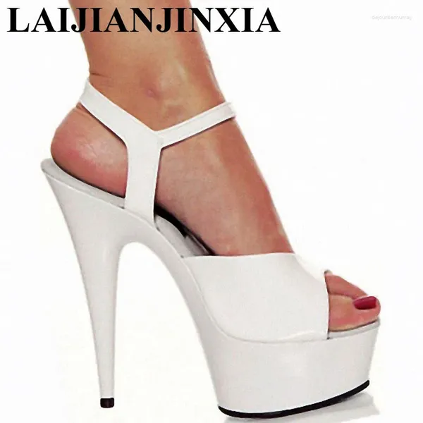 Scarpe vestite laijianjinxia matrimonio femminile da donna 15 cm sexy pesce sexy bocche t-taiwan modelli in passerella mostrano sandali da donna che ballano