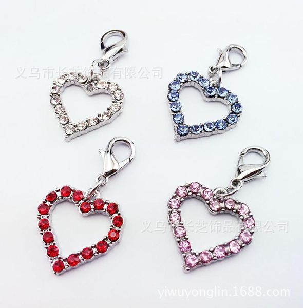 Whole Dog Collar Charms Rhinestone Jewelry Pingente Tag Acessórios Pet Charms Charms Mixed Red Blue Rosa Color4096334