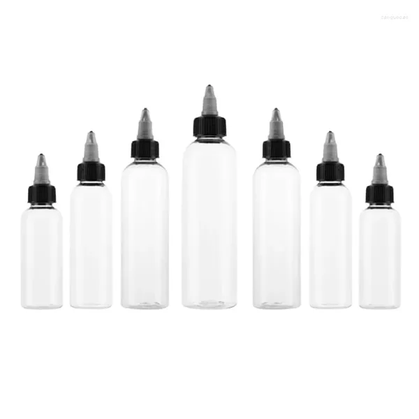 Speicherflaschen 5pcs 30/60/100/120 ml Haustierplastikabteilung mit Drehkappe klare Quetschungen für Handwerkskunsttinte Flüssigkeitsabgabe Seife Seife