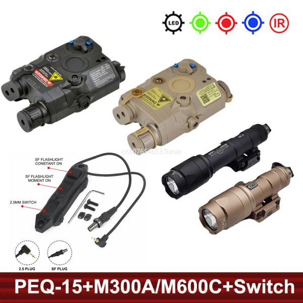 Lichter UHP PEQ15 IR Illuminator Light Surefir M600C Taschenlampe Taktische M300A Scout Lights PEQ 15 Red Green Indikator mit Dual Switch