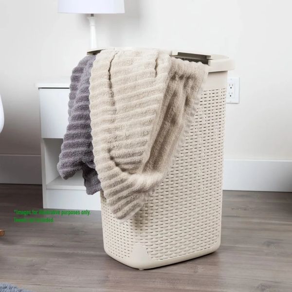 60L Slim Laundry Turmper Roupas Cesta de cesta de plástico 1765L x 1375W 2415H Ivory 240424