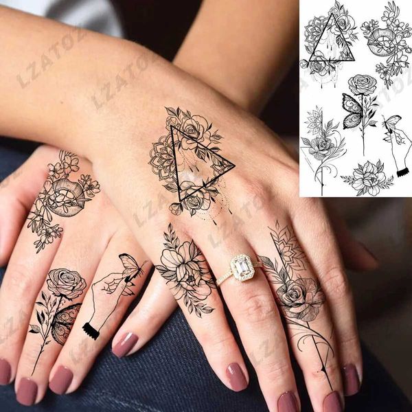 W0lg Tattoo Transfer Реалистичный цвет цветов Временные татуировки для женщин взрослые роли бабочка