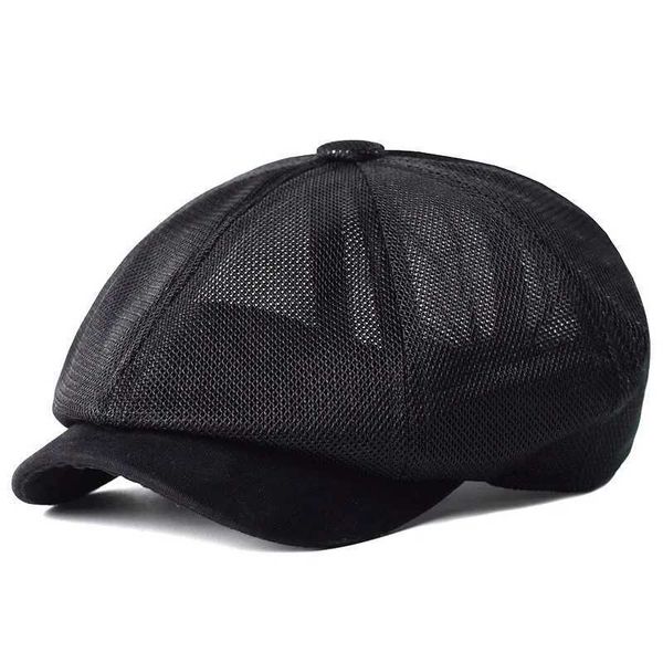 Ballkappen Sommer Mesh Newsboy Caps atmungsfreie lässige Retro -Beret -Hüte im Freien Achtendliche Hut Mody Mody Flat Caps J240425