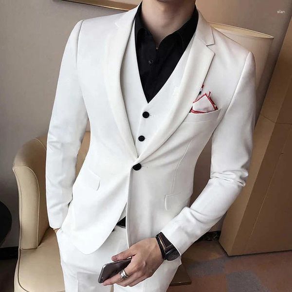 Мужские костюмы Slim Fit Men For Boyfry 3 Piece Custom Groom Tuxedo с заемным отворотом Man Fashion Costume Blazer Pants 2024