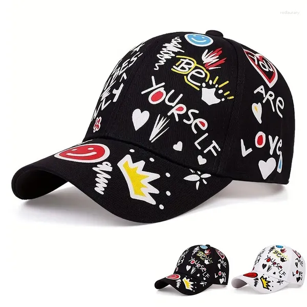 Ball Caps Lettera unisex Stampa graffiti Snapback Baseball Spring e Autunno Cappelli casuali regolabili Cappelli solare Hat Sfreen Hat