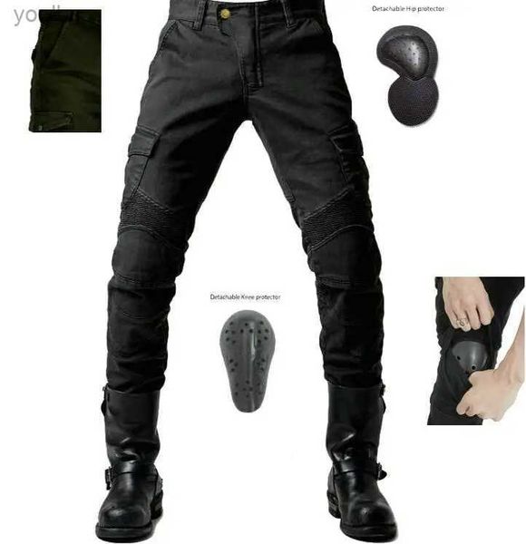 Jeans masculinos Motocicleta Jeans Anti -Fall Pants Protetive Pants 06 Black Green Trouser Enviar equipamento de proteção para MENL244