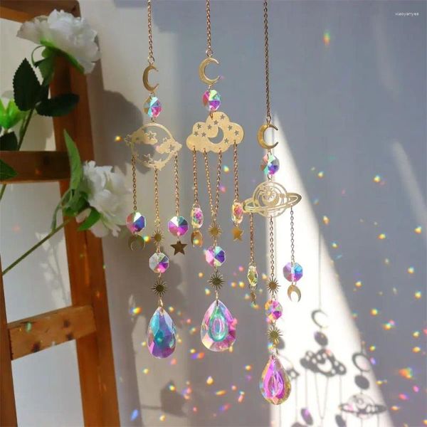 Figurine decorative Maker Rainbow Catcher Catcher Home Garden decorazioni Moon Star Cloud Crystal Wind Chimes Light Catching Prisms sospeso