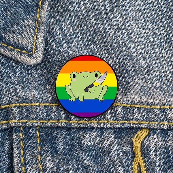 LGBT -Froschmesser Brosche niedliche Anime -Filme Spiele Harte Emaille Pins Sammlung Cartoon Brosche Rucksack Hat Bag Collar Revers Lampel -Abzeichen sammeln