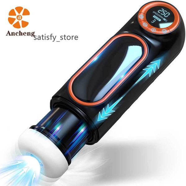 Novo masturbador masculino totalmente automático com exibição LED Vibrador sucking telescópica masturbação copo brinquedos sexuais para homens se masturbando