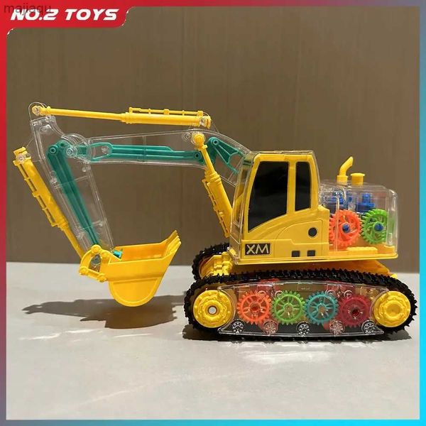 Building per auto elettriche/RC RC Excavator Toy Boy Transparent Gear Truck Electric Remote Control Engineering Modello di autori di autori Gentile