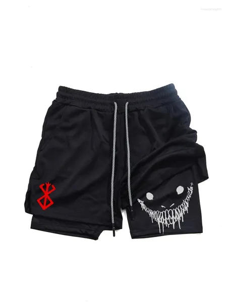 Shorts maschile Berserk- 2 in 1 Sports Running rapido palestra e allenamento di fitness a doppia strati