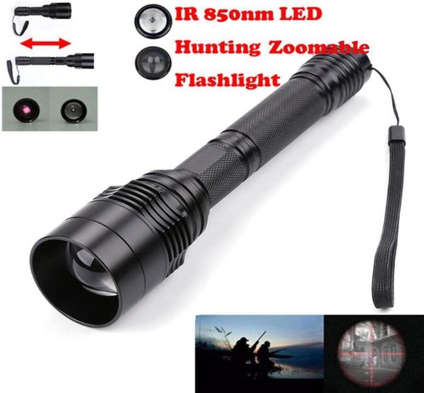 As lanternas tochas de longo alcance infravermelho 10W IR 850NM T50 LED Hunting Light Night Vision Torch 18650 Camping Zoomable294W9480268