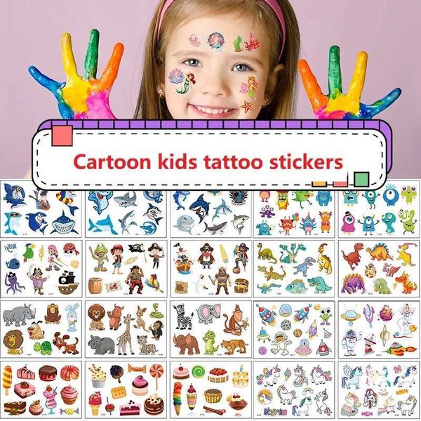 Transfer per tatuaggi 12 pezzi Nuovo tatuaggio di decalcomanie temporanee per per bambini Tatuaggi impermeabili per bambini cartoni animati Mini Tatuaggi Adesivi ragazze FINUCI