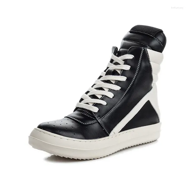 Sapatos casuais homens tênis de luxo de couro de couro adulto tênis de cidadãos de renda feminino Spring Spring High Top Torneiro Grande Owen Owen