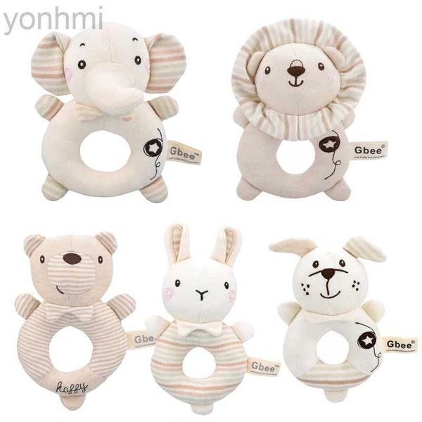 Mobils# peluche giocattolo di sonagli morbidi per oltre 0 mesi neonati baby shaker giocattolo elefante leone orso cartone animato anello animale peluche anello animale d240426