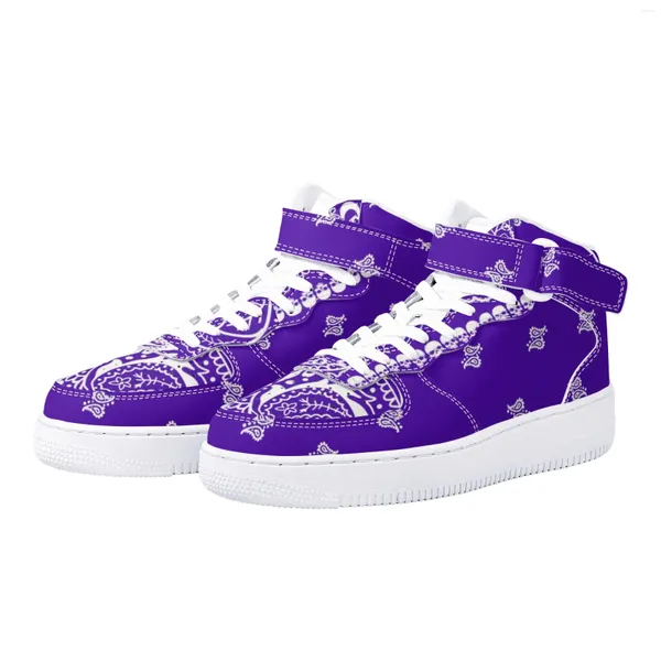 Casual Shoes Factory Outlet Purple Bandana Print Men Basketball tênis de lazer personalizado sob demanda Luz em execução 1 MOQ