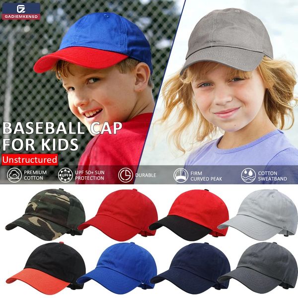 Gadiemkensd Kids Plain Baseball Cap, algodão lavado sem construção 3-12 T M16 240414