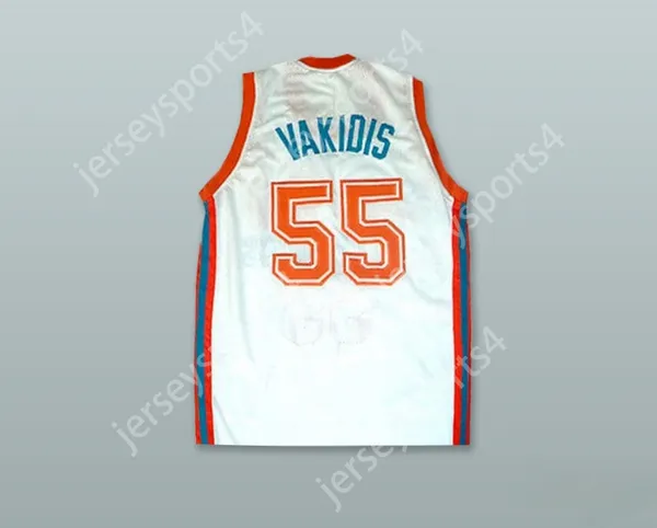 Пользовательский nay name Mens Youth/Kids Vakidis 55 Flint Tropics White Basketball Jersey Semi Pro Top сшит S-6xl
