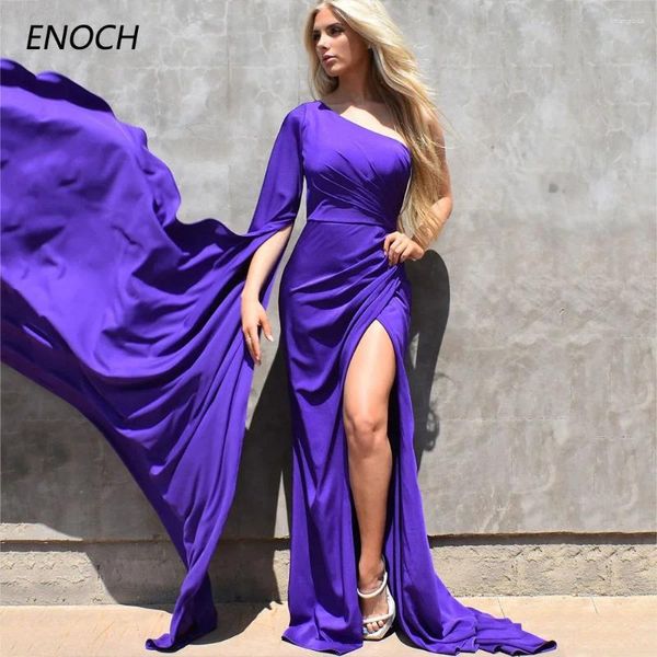 Vestidos de festa enoch simples sereia noite lateral sexy fenda v-deco