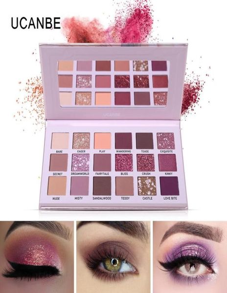 Ucanbe 18 colori aromi Nuova palette di ombretti nudi Lunga duratura luccichio multiflette Shimmer Matte Glitte