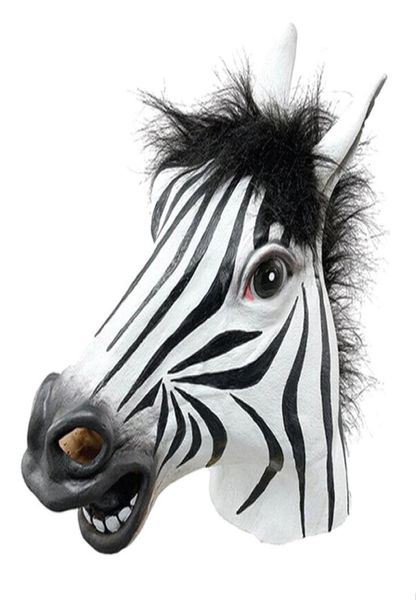 Веселая маска Хэллоуина Реалистичная латексная лошадь конная голова интересная вечеринка маски из силикона лица Zebra Mask1919767