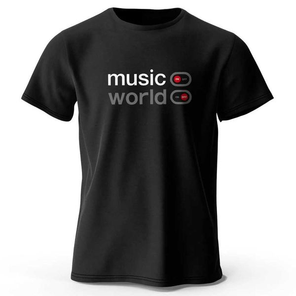 T-shirt de camisetas masculinas Música Música MUNDO MUNDO PROMUTADA 100% Algodão extra Grande clássico Camiseta gráfica engraçada adequada para homens Top J240426