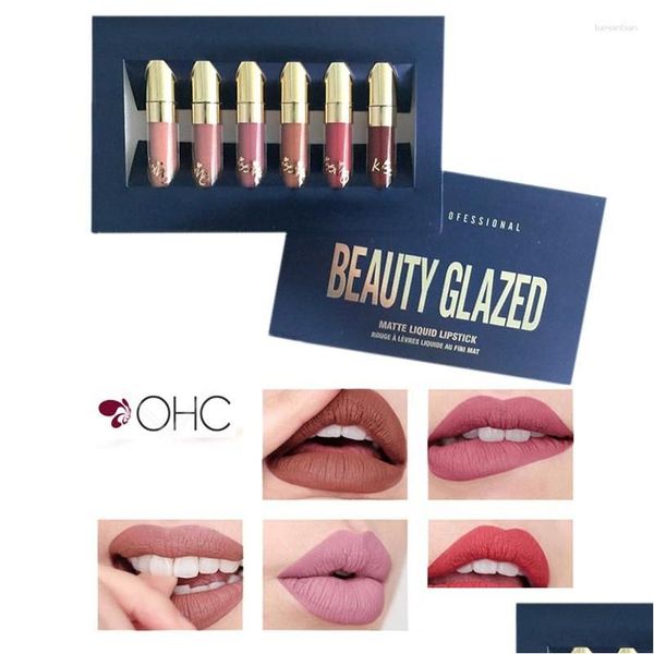 Lip Gloss Wholesale-6 PCs/Definir Lipgloss Batom Líquido Líquido Matte Líquido Longo During Birthday Edition Beauty Beauty Makeup Kit Drop D Otwtk