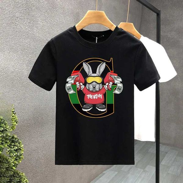 Erkek Tişörtler Mektup G Para Fırlatma Tavşan Baskı T-shirt Erkek Lüks Marka 2023 Kadın En İyi Kuty Top Loose Top Ts Harajuku Y2K T240425