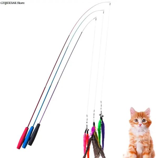 Accessori Bacchetta per gatto bacchetta flessibile trescopico canna da pesca telescopica giocattolo gatto candetta per gatto per catcher giocattolo gatto artefatto essenziale