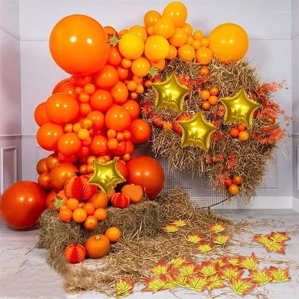 Partydekoration 84pcs Orangenballons Garland Erz -Kit für Herbstvorräte Herbst Dekorationen Babypteufer Geburtstag Dankgeben